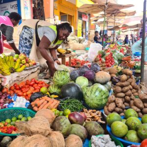 Fresh fruit and vegetables at a local market in Entebbe, Uganda