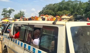 Chicken on the bus roof in Soroti, eastern Uganda